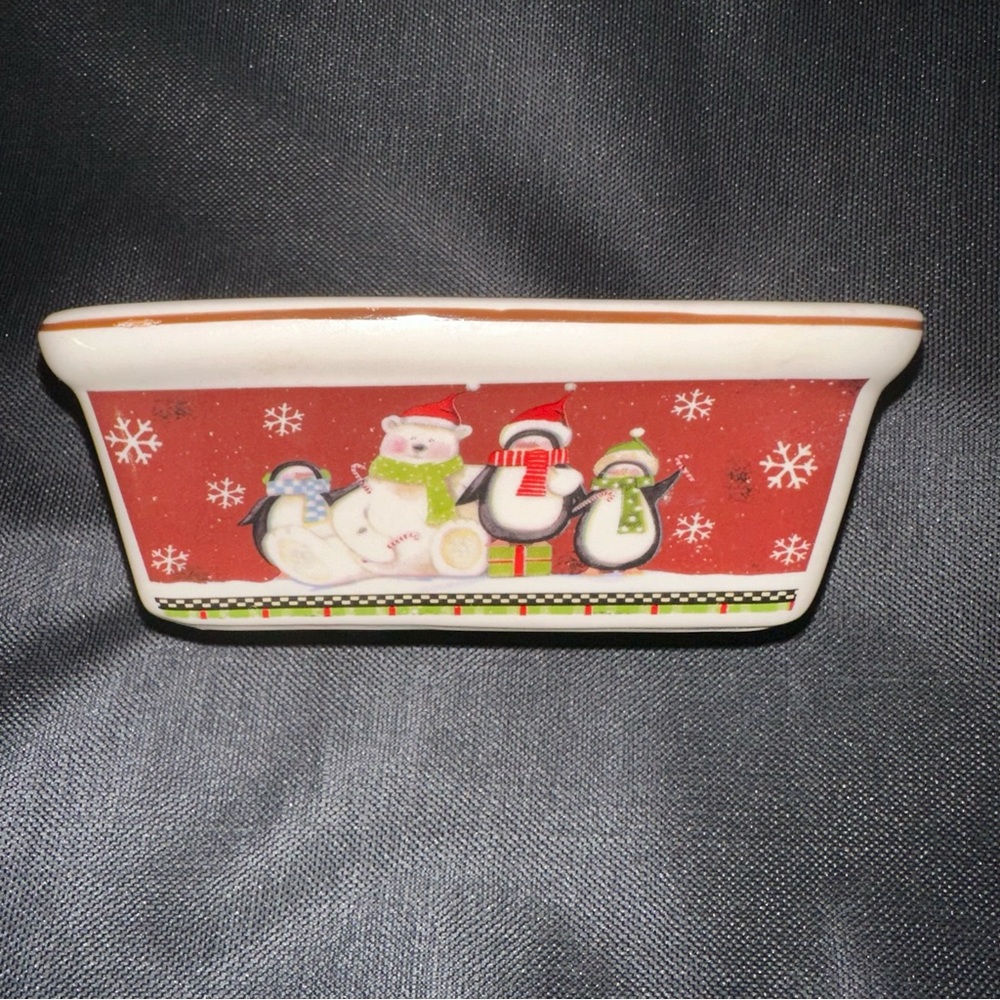 Garden Ridge stoneware Christmas bear penguin mini loaf pan
